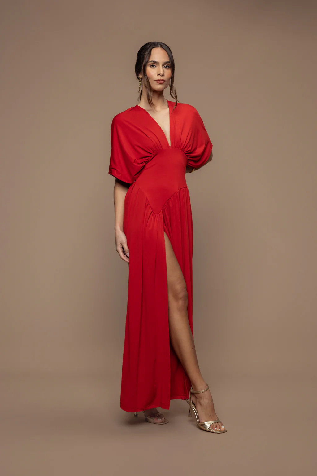 Robe charmeuse rouge brique - Image 3
